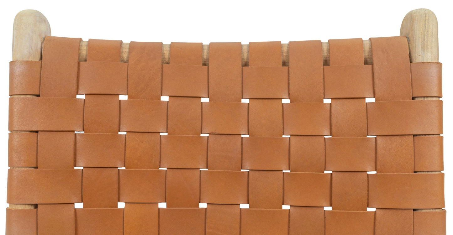 Sgabello da bar Banda in teak e pelle