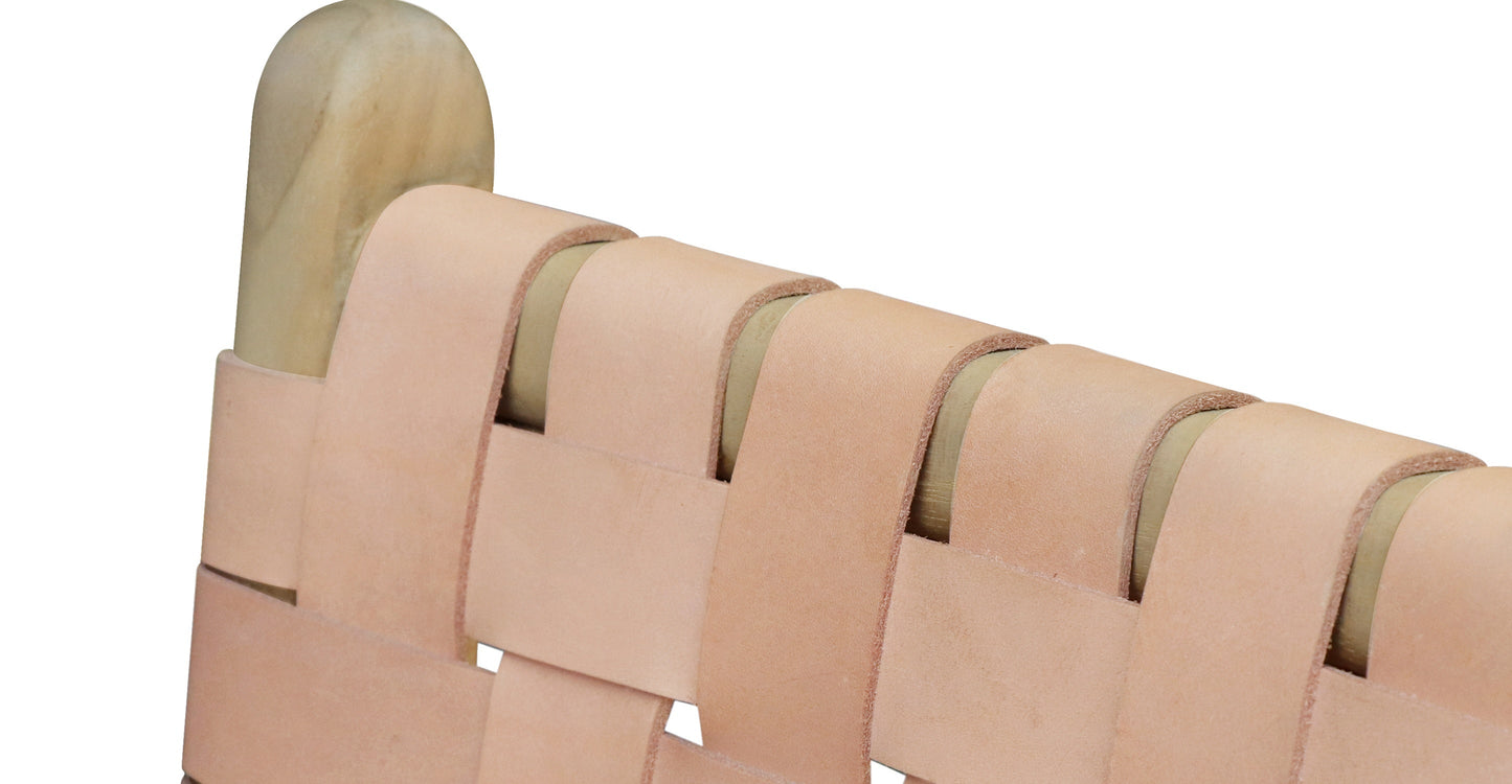 Sgabello da bar Banda in teak e pelle