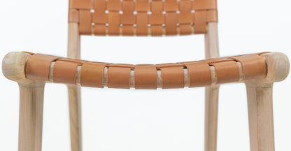 Sgabello da bar Banda in teak e pelle