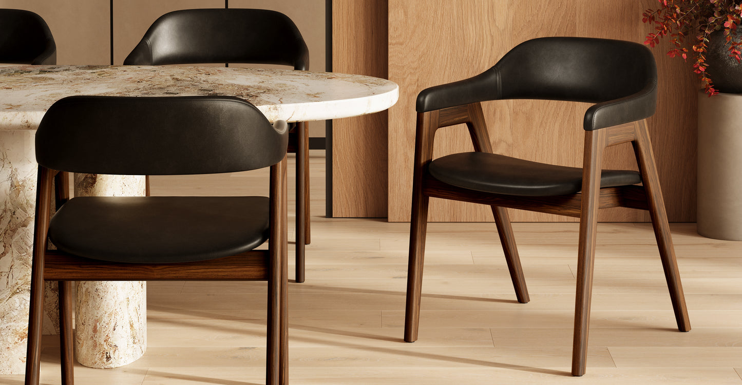 Sedia da pranzo in pelle Lando