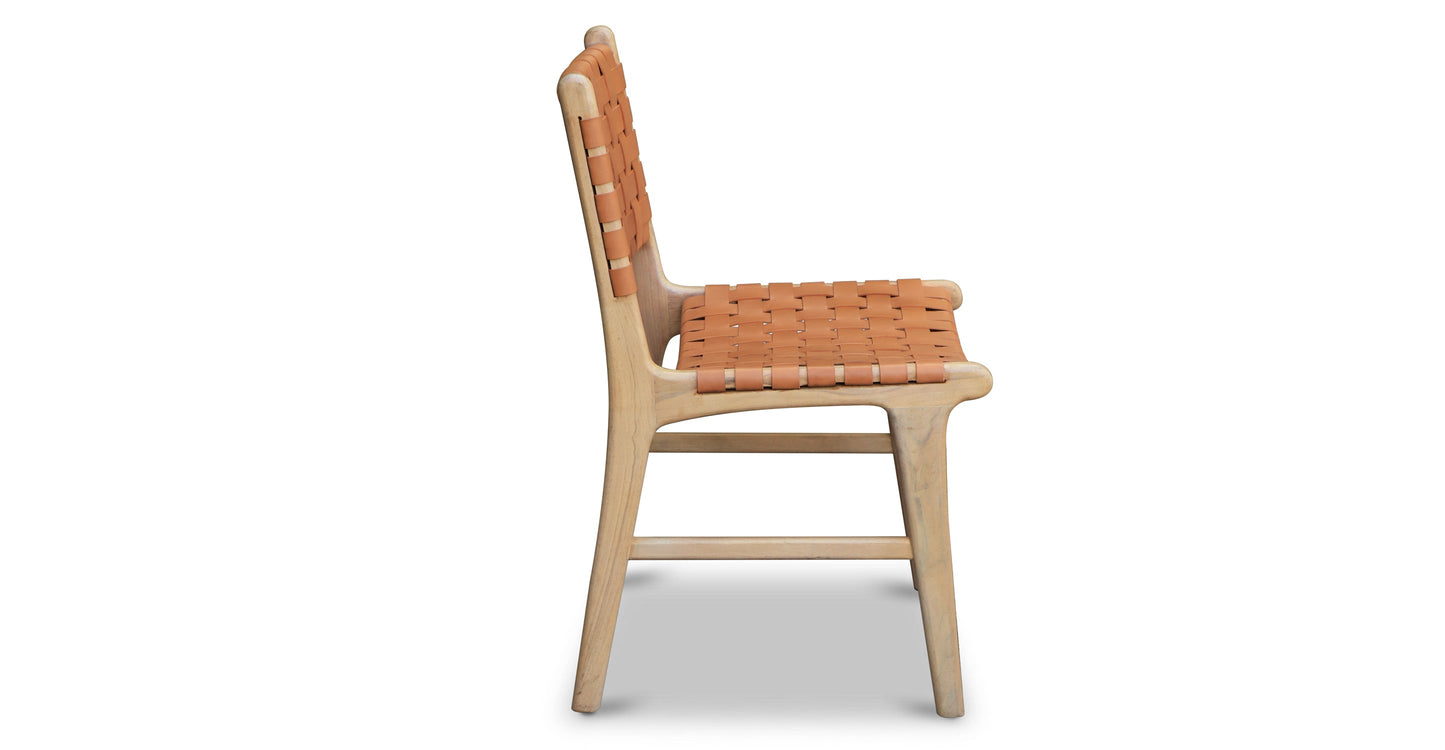 Sedia da pranzo Banda in teak e pelle