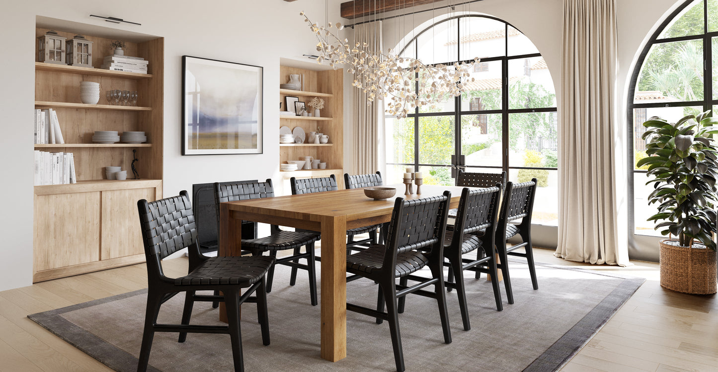 Sedia da pranzo Banda in teak e pelle