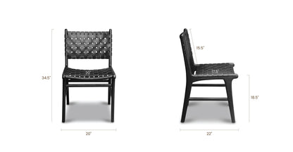 Sedia da pranzo Banda in teak e pelle