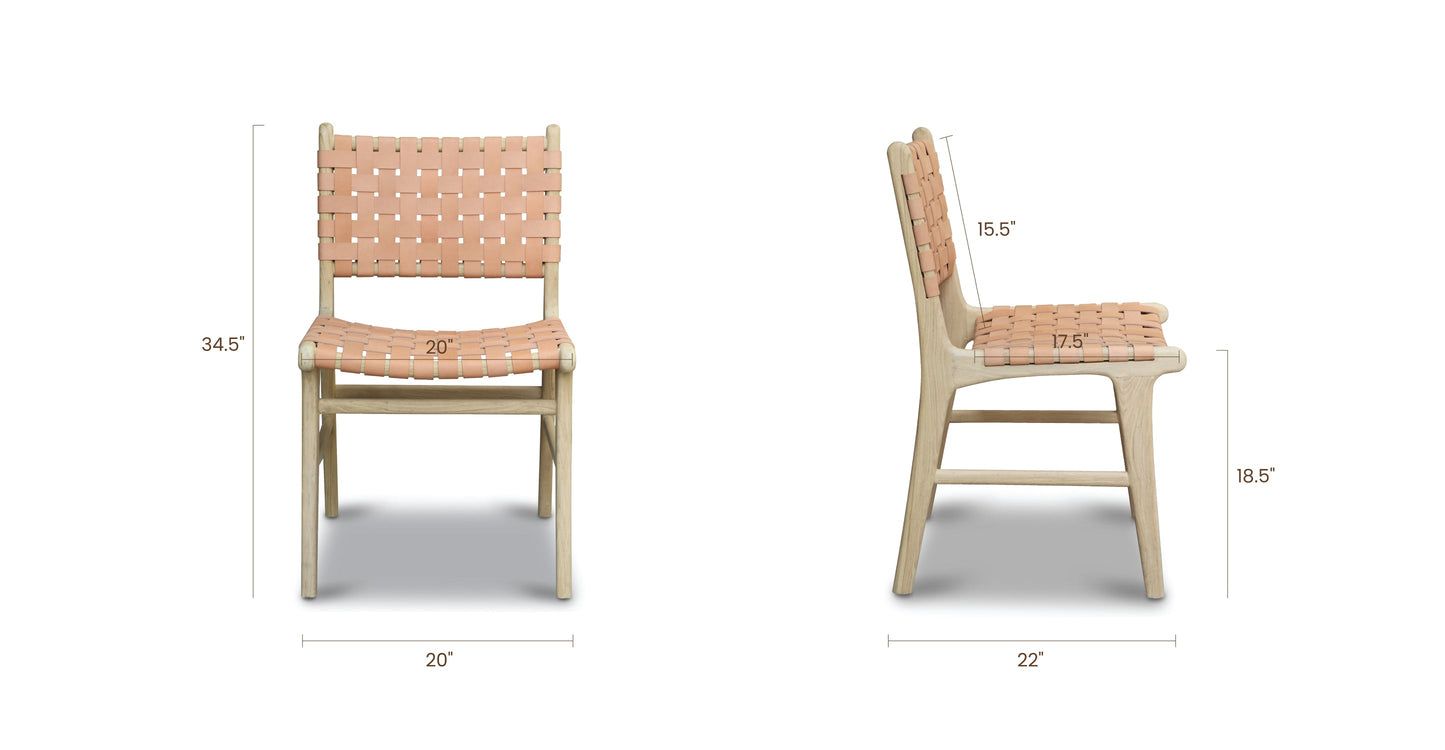 Sedia da pranzo Banda in teak e pelle