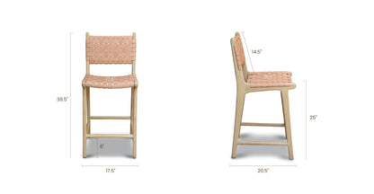 Sgabello da bar Banda in teak e pelle