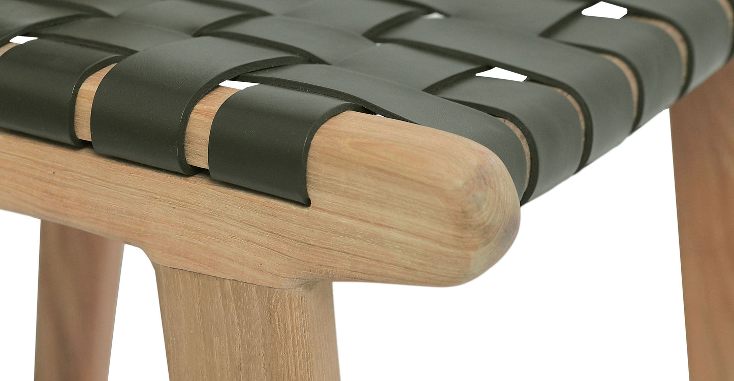 Sgabello da bar Banda in teak e pelle