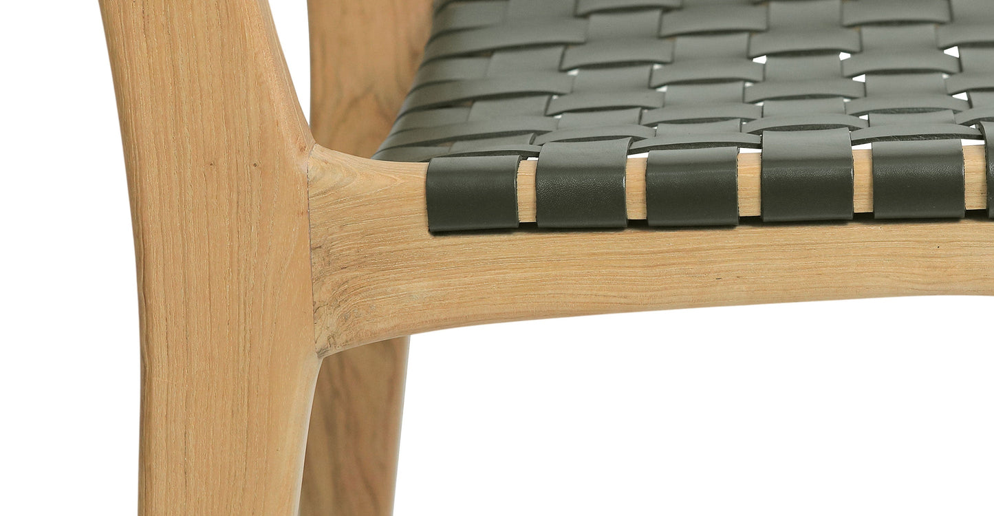 Sgabello da bar Banda in teak e pelle