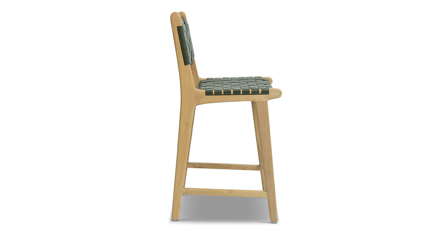 Sgabello da bar Banda in teak e pelle