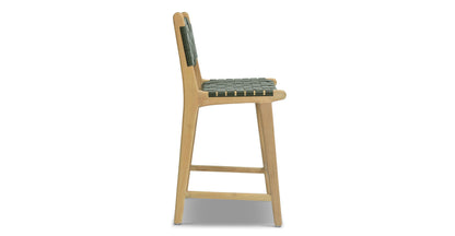 Sgabello da bar Banda in teak e pelle