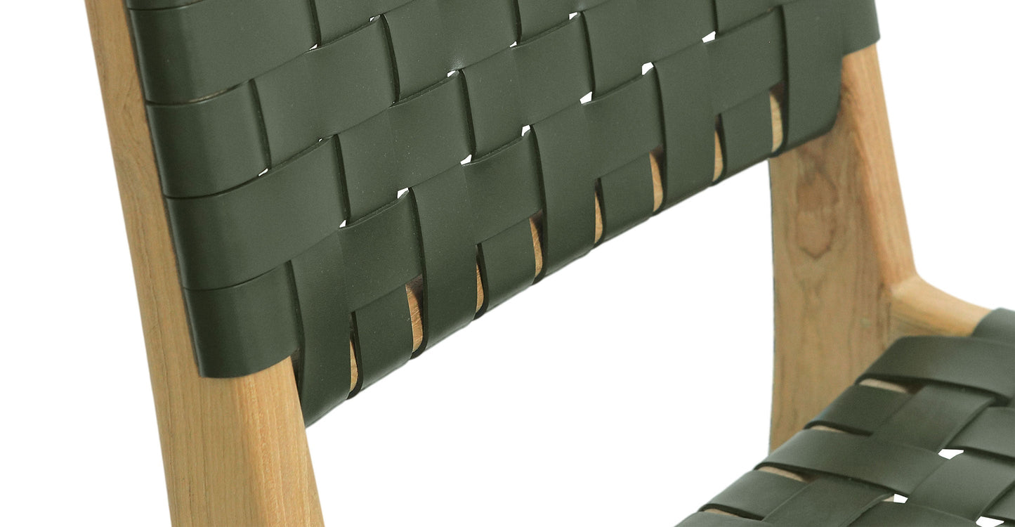 Sgabello da bar Banda in teak e pelle