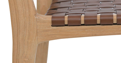 Sgabello da bar Banda in teak e pelle