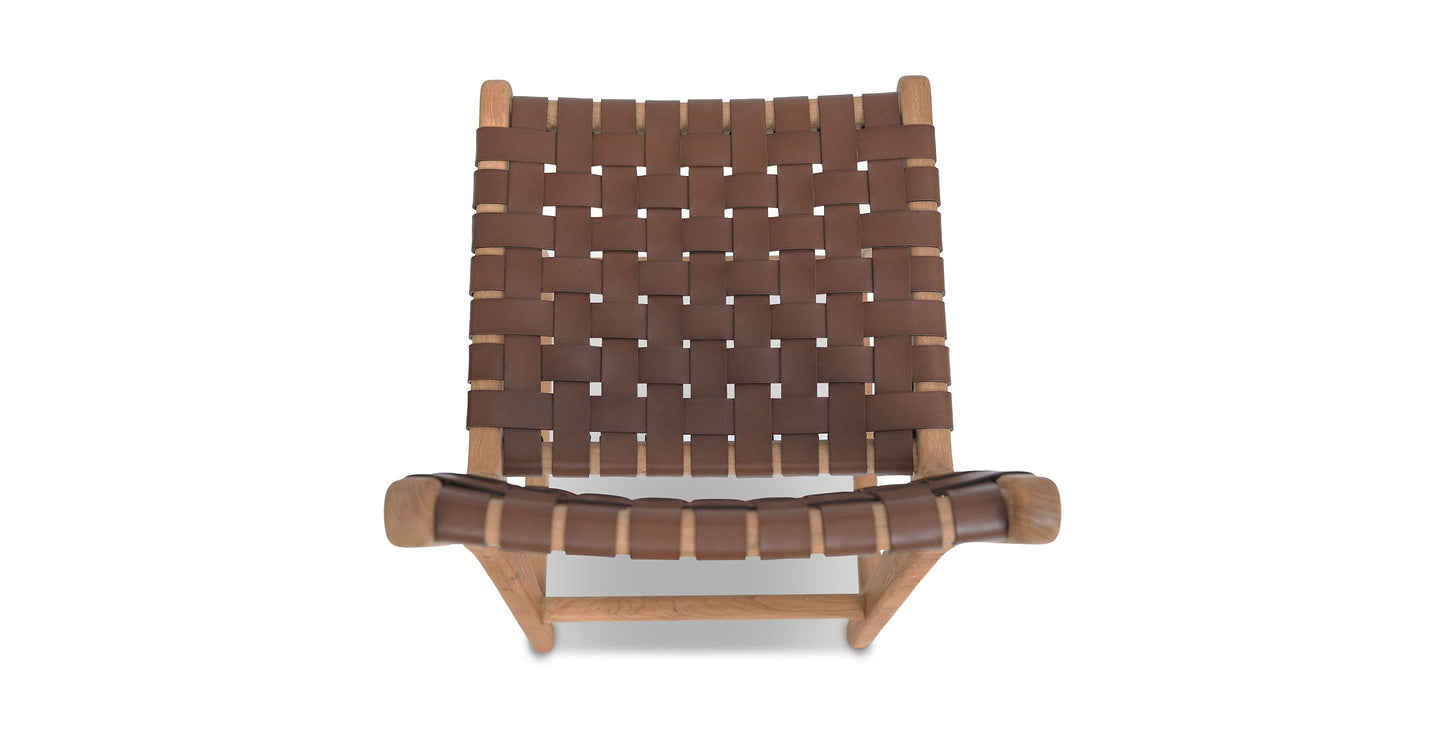 Sgabello da bar Banda in teak e pelle