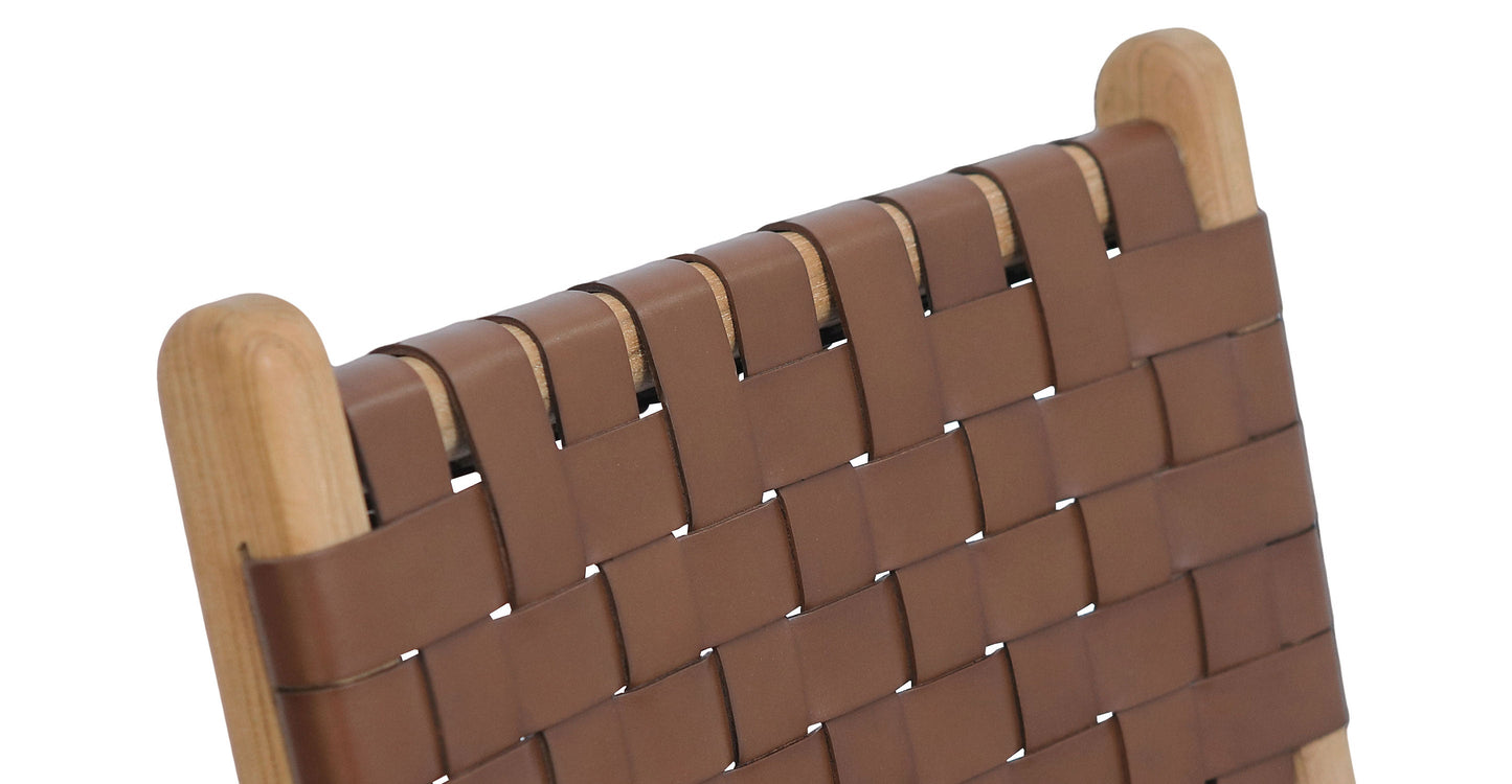 Sgabello da bar Banda in teak e pelle