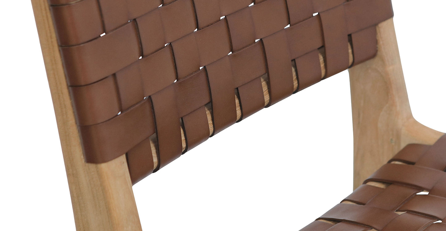 Sgabello da bar Banda in teak e pelle