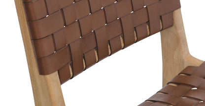 Sgabello da bar Banda in teak e pelle