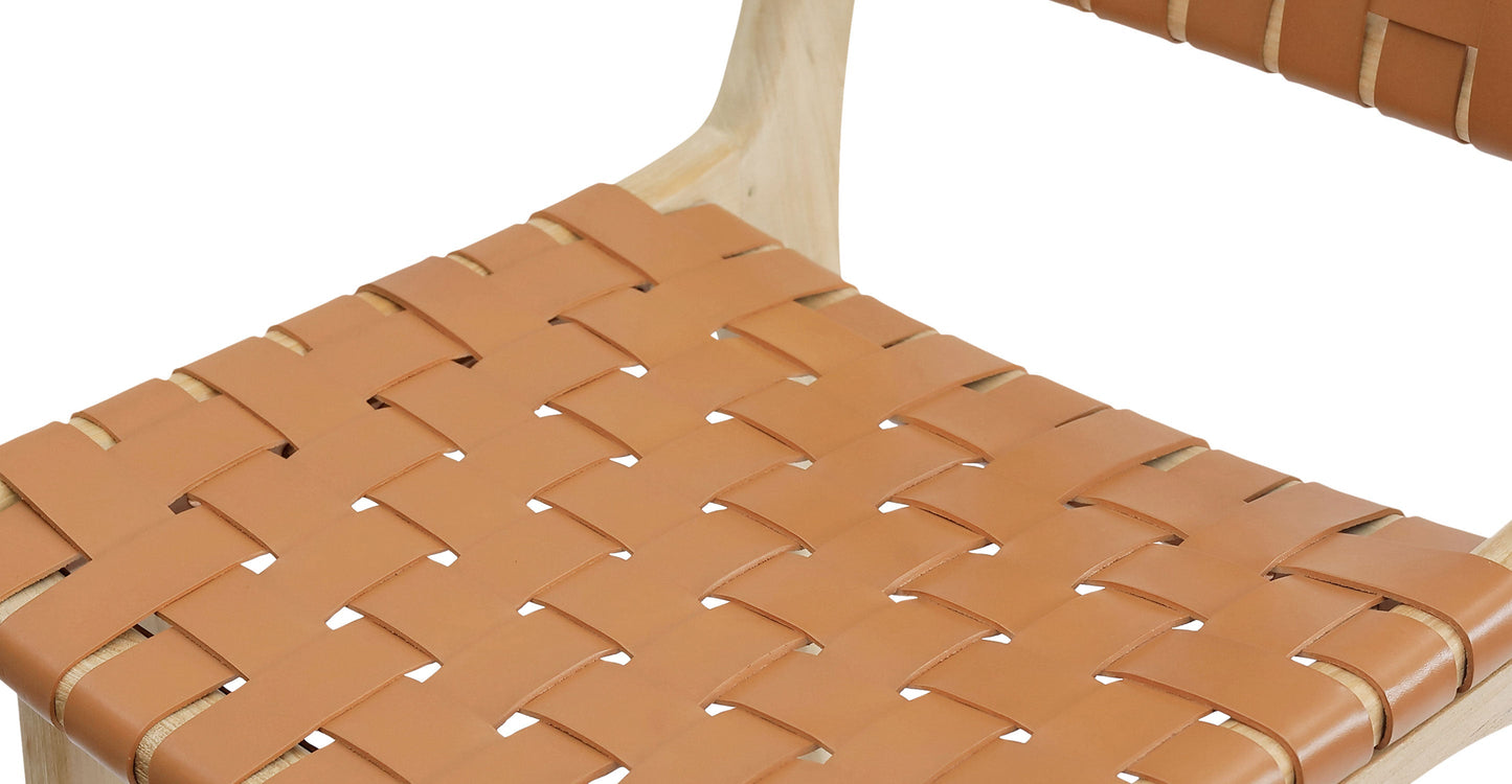 Sgabello da bar Banda in teak e pelle