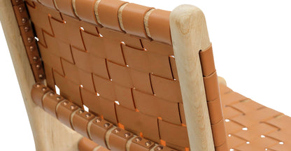 Sgabello da bar Banda in teak e pelle