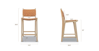 Sgabello da bar Banda in teak e pelle