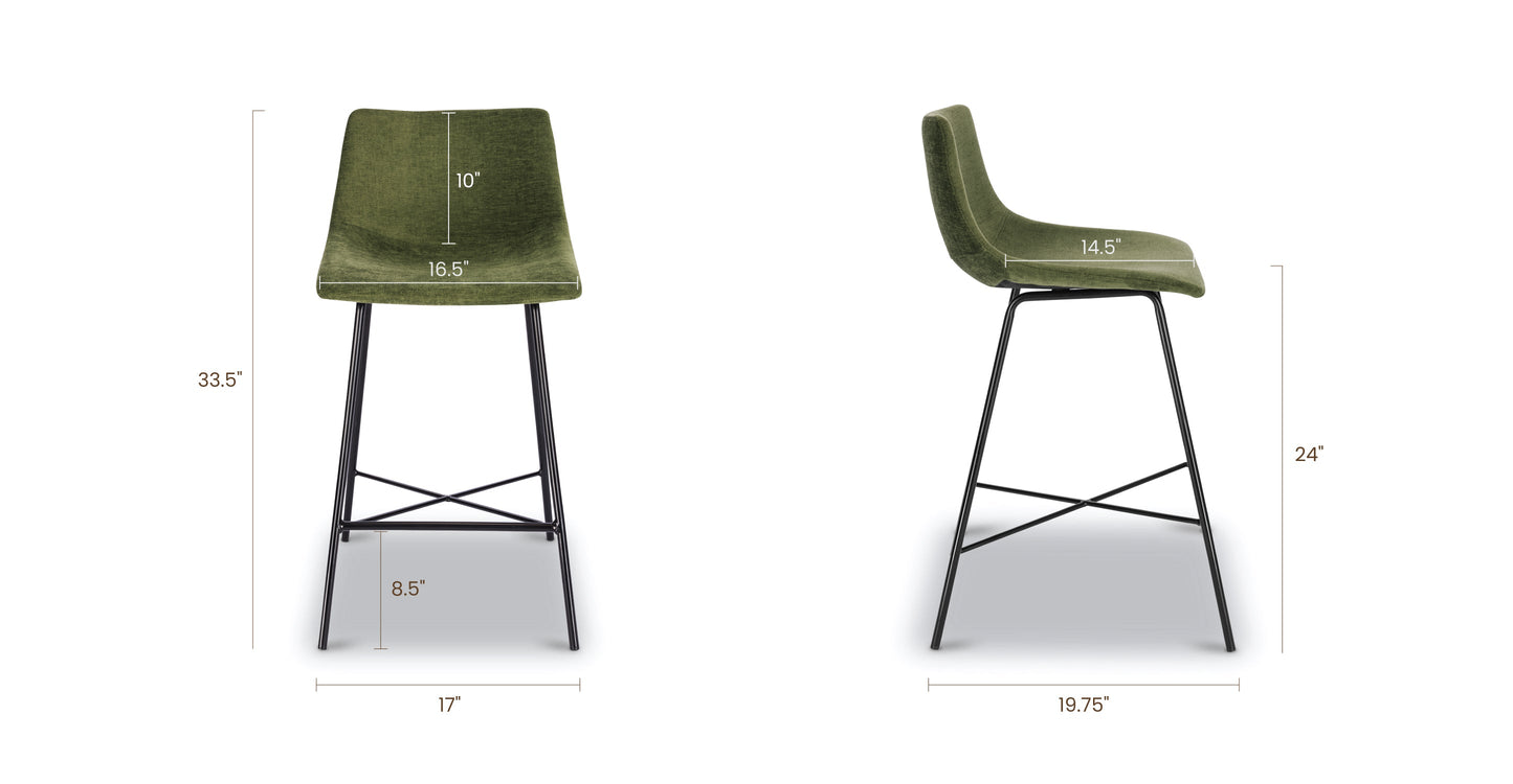 Sgabello da bar in velluto Paxton da 24"