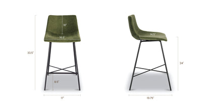 Sgabello da bar in velluto Paxton da 24"