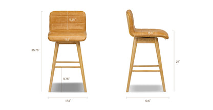 Sgabello girevole in pelle Bassano