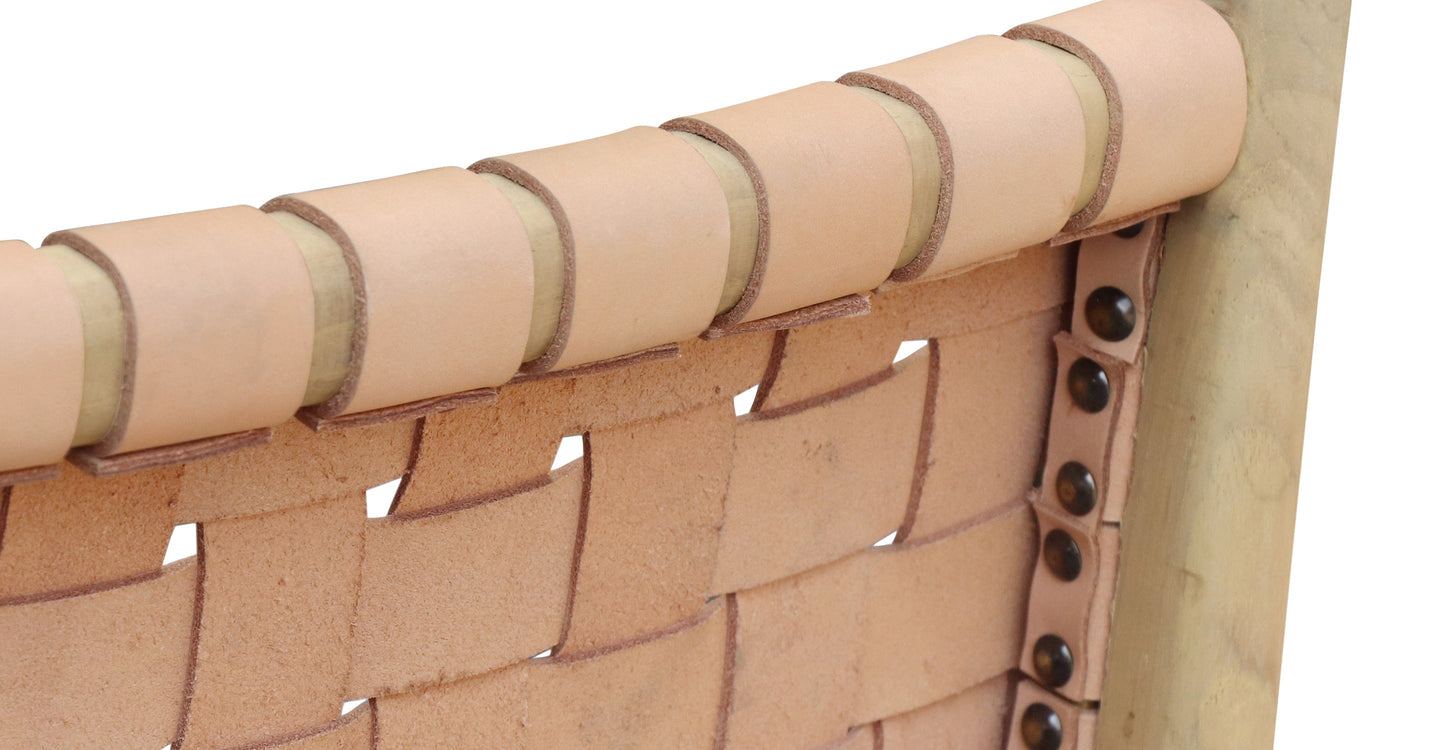 Sgabello da bar Banda in teak e pelle