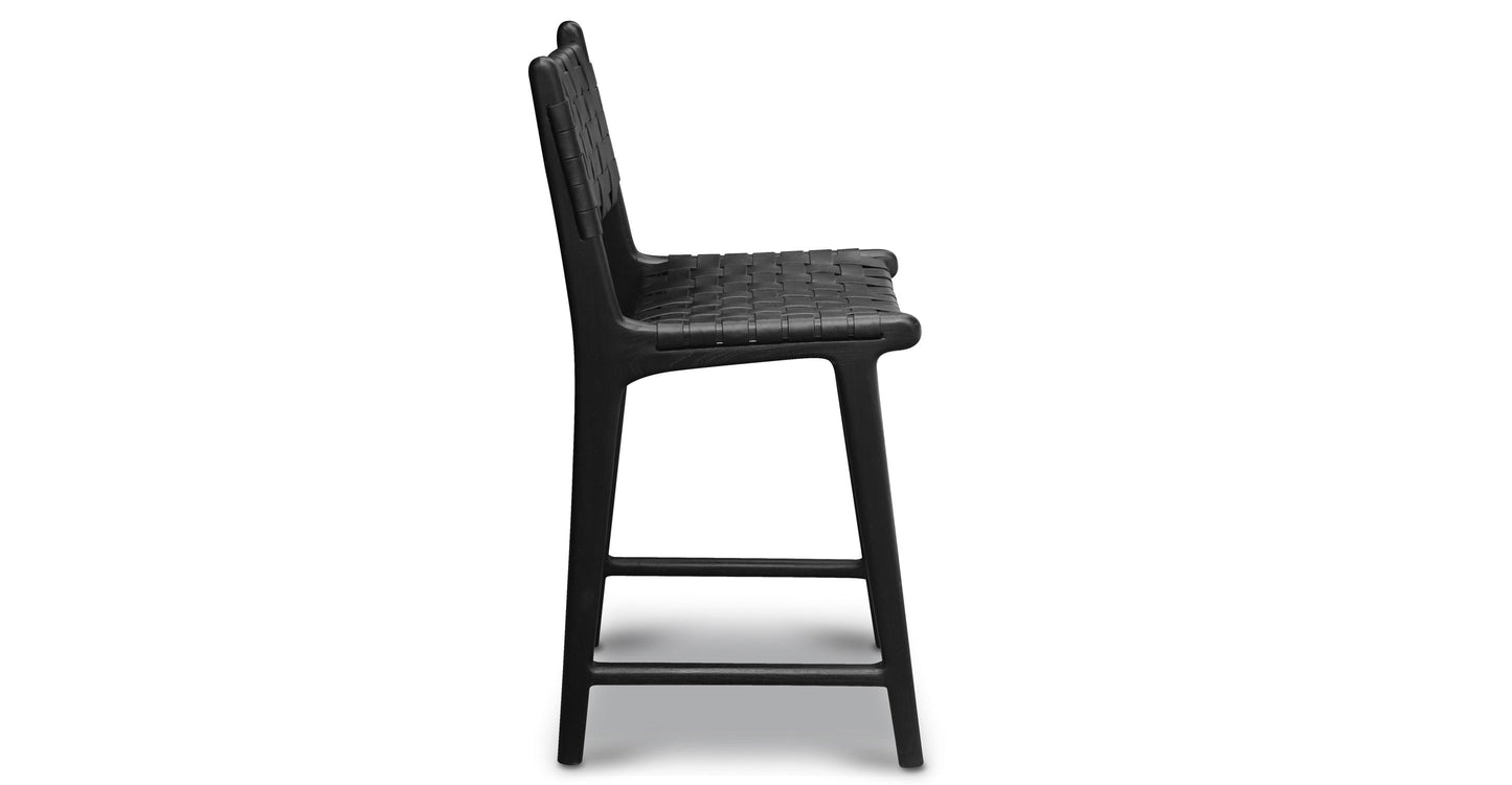 Sgabello da bar Banda in teak e pelle