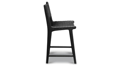 Sgabello da bar Banda in teak e pelle