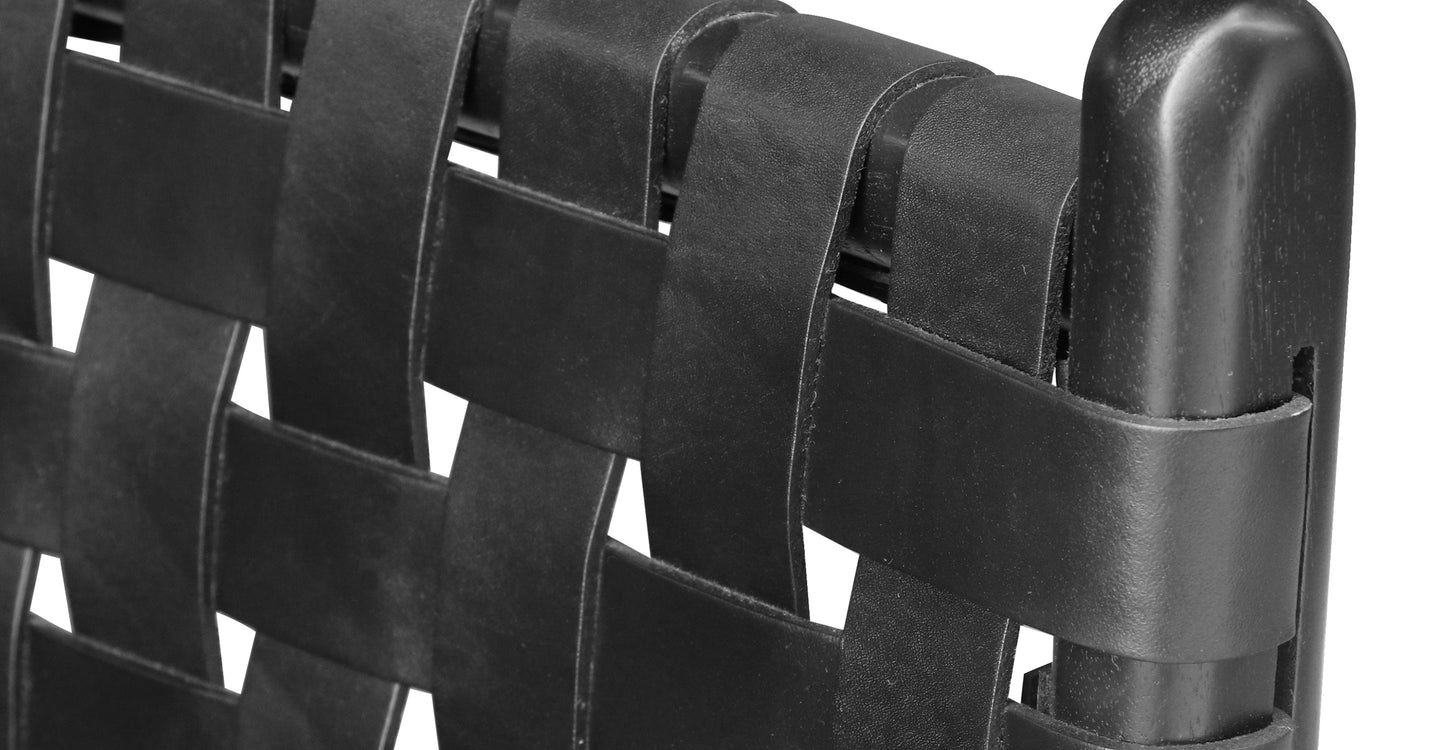 Sgabello da bar Banda in teak e pelle