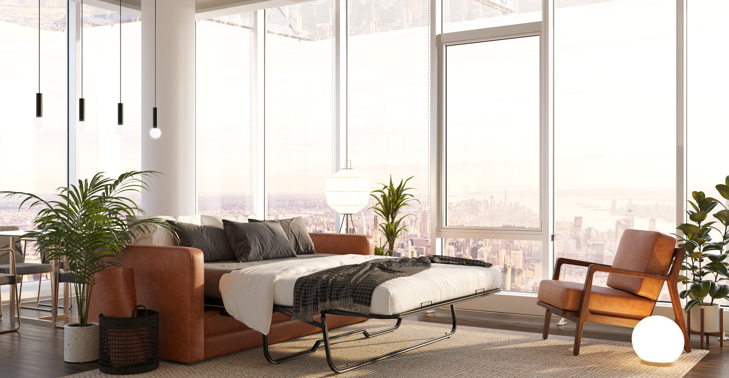 Divano letto trasformabile estraibile in pelle Napa 82