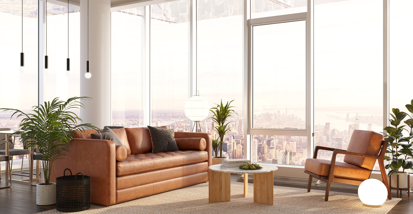 Divano letto trasformabile estraibile in pelle Napa 82