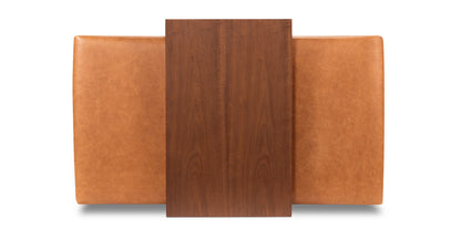 Pouf in pelle Jarmo con tavolo in noce