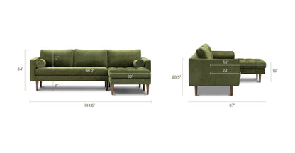 Divano componibile in velluto Napa rivolto a destra