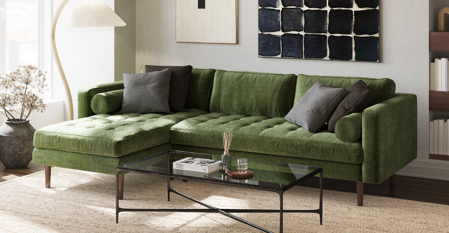 Divano componibile in velluto Napa rivolto a sinistra