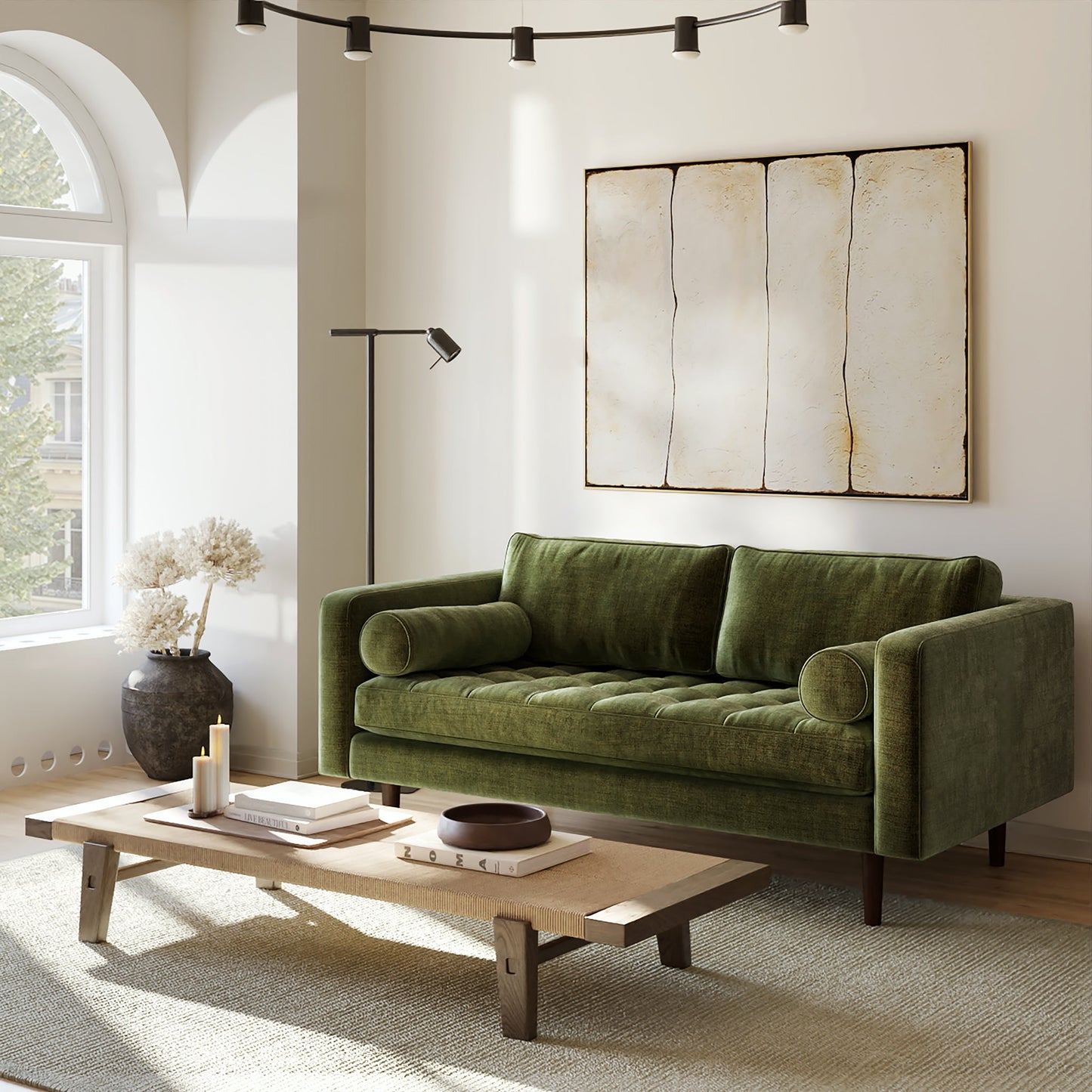 Divano da appartamento in velluto Napa 72