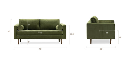 Divano da appartamento in velluto Napa 72