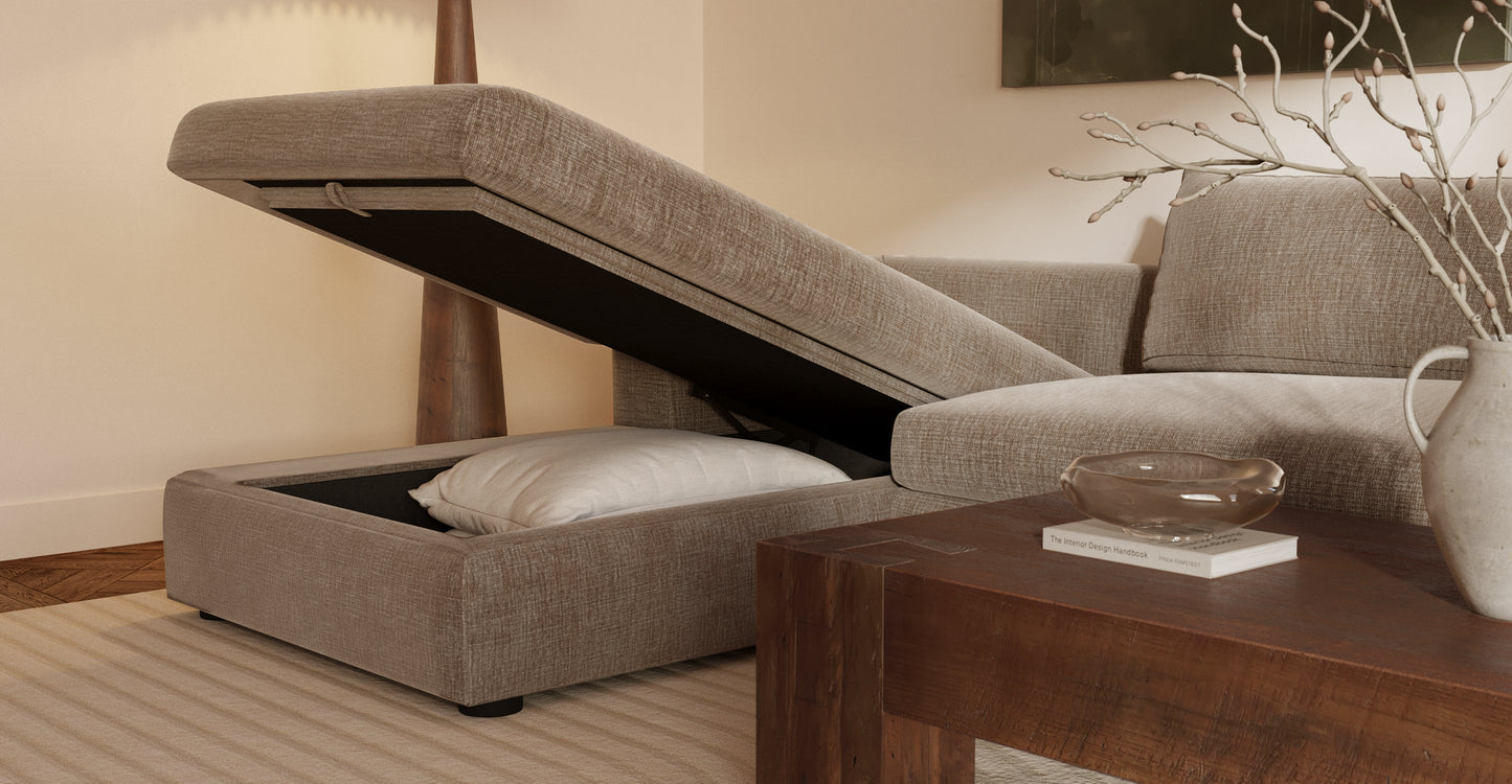 Divano componibile Milo con contenitore rivolto a sinistra