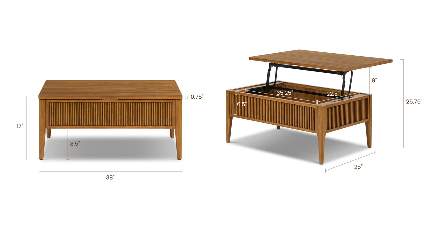 Tavolino da caffè contenitore con piano sollevabile Altira