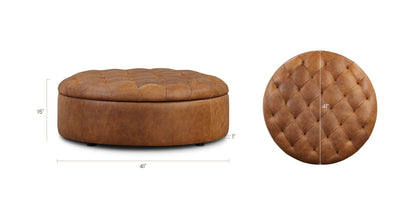 Pouf contenitore in pelle Zahra