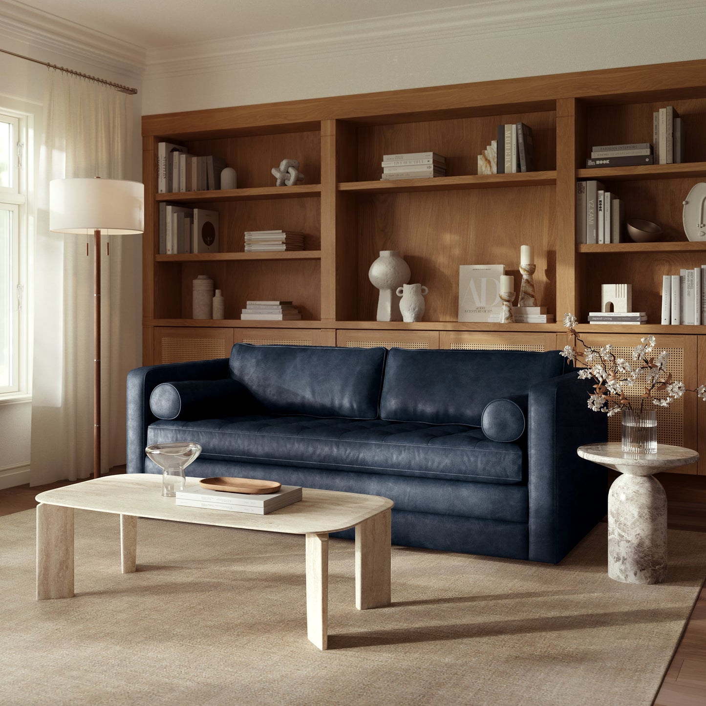 Divano letto trasformabile estraibile in pelle Napa 82