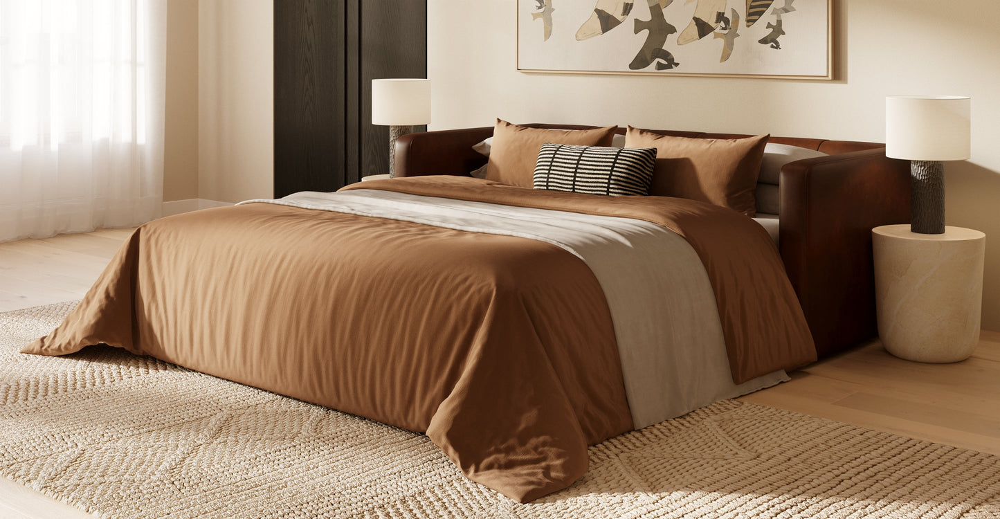 Divano letto trasformabile estraibile in pelle Napa 82