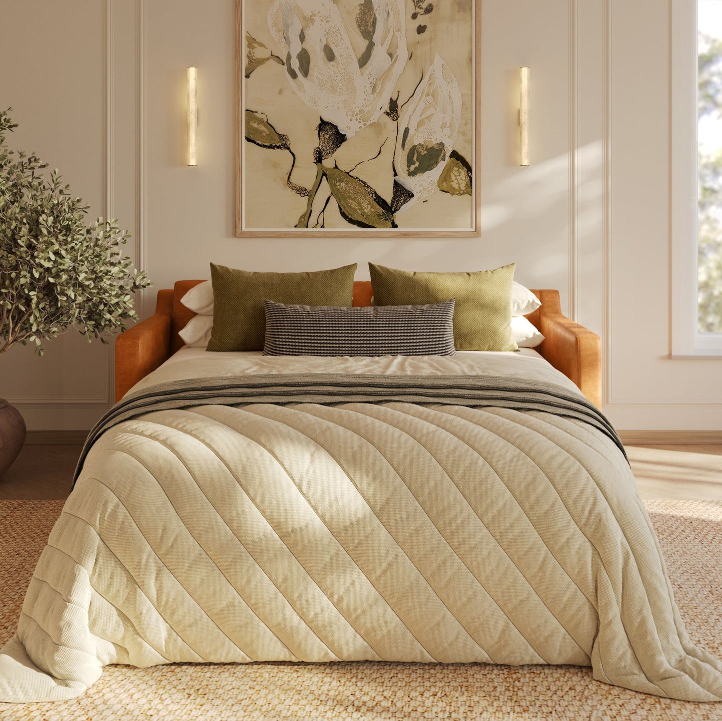 Divano letto trasformabile in pelle Sorrento