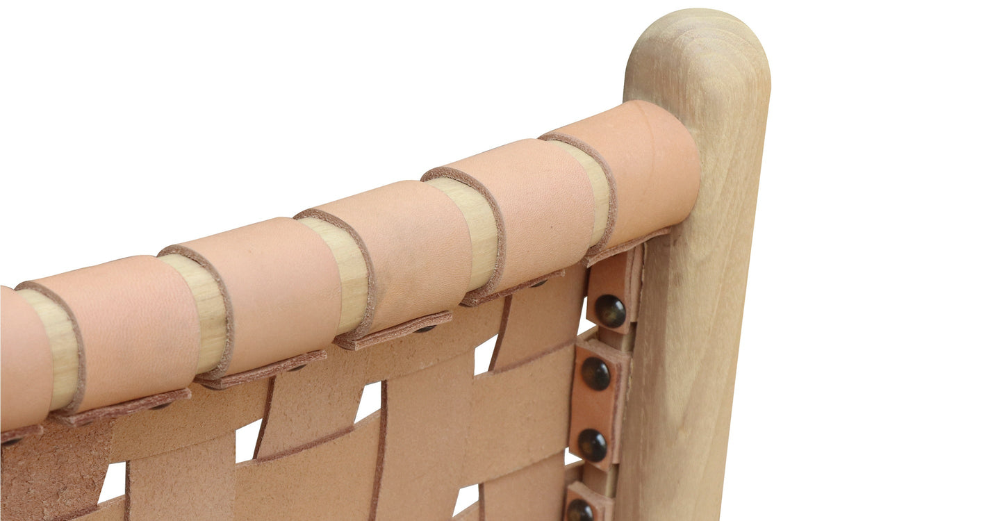 Sedia da pranzo Banda in teak e pelle