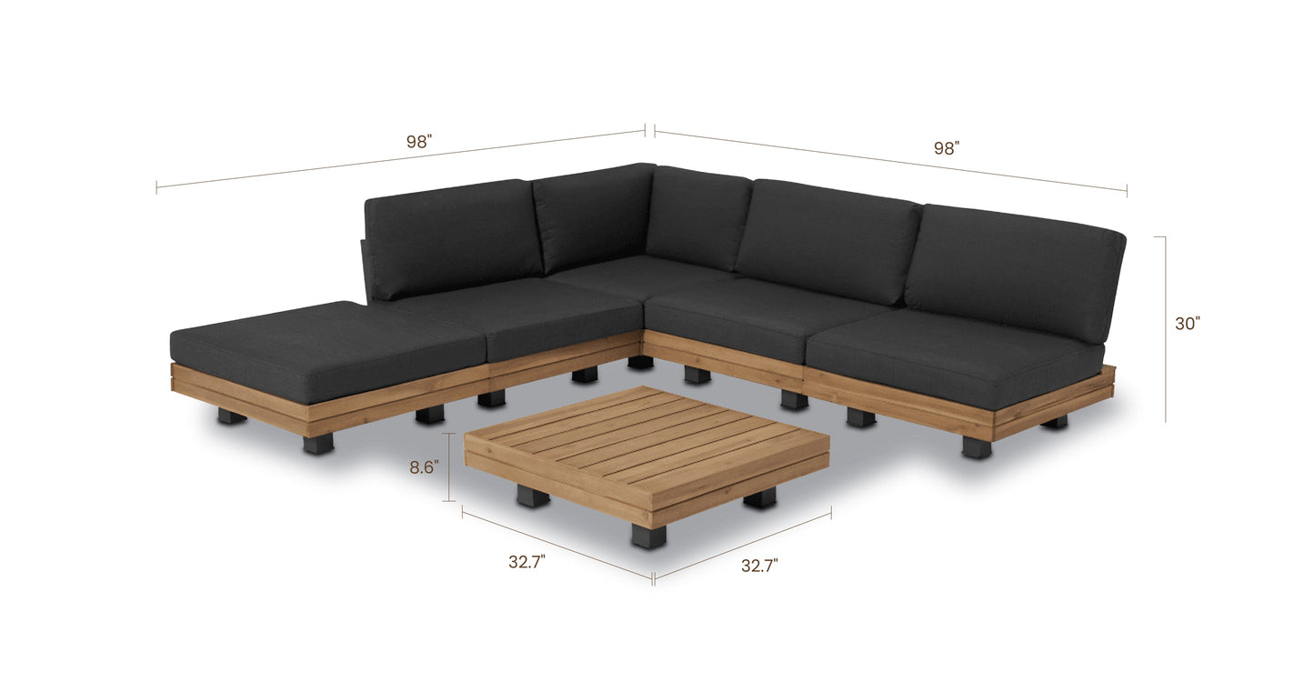 Set angolare componibile Celenza con tavolino da caffè