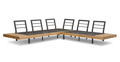 Divano angolare da esterno Lobos con tavolino da caffè