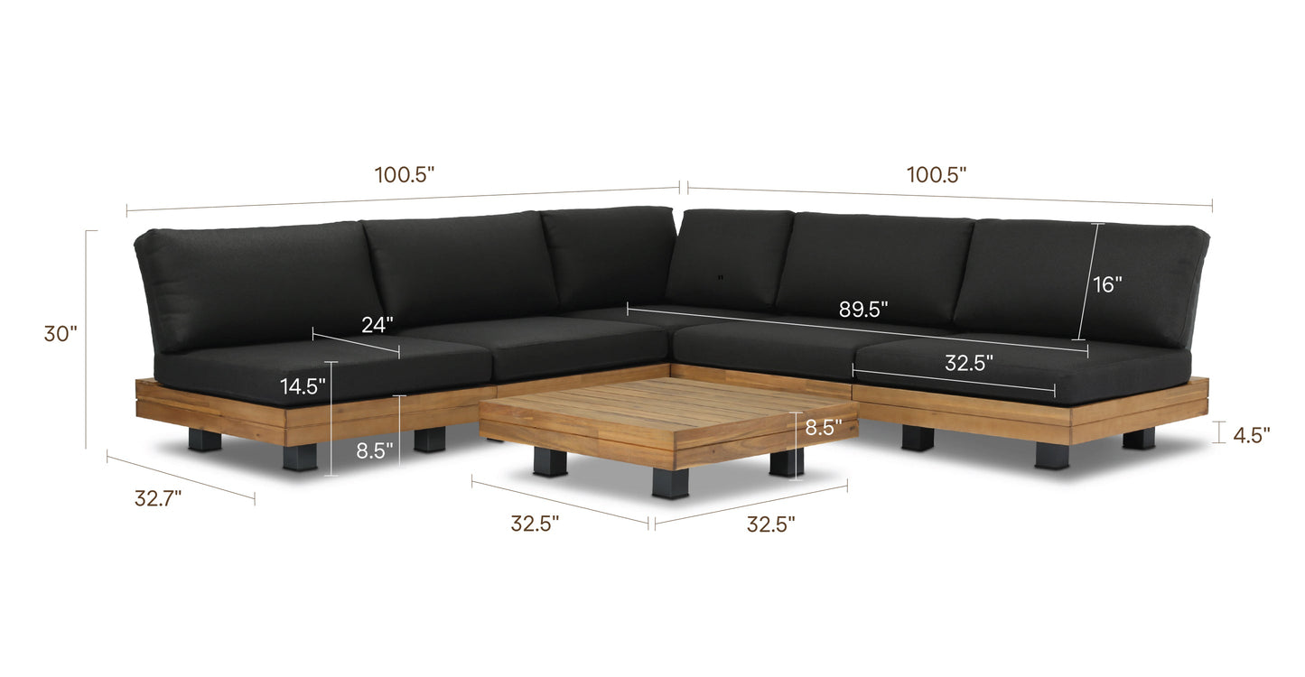 Set componibile angolare modulare Celenza con tavolino da caffè