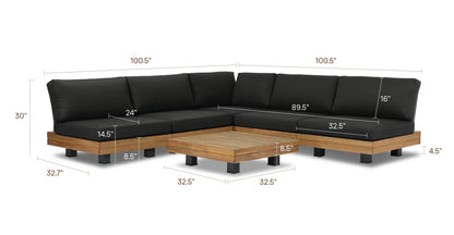 Set componibile angolare modulare Celenza con tavolino da caffè