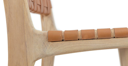 Sgabello da bar Banda in teak e pelle