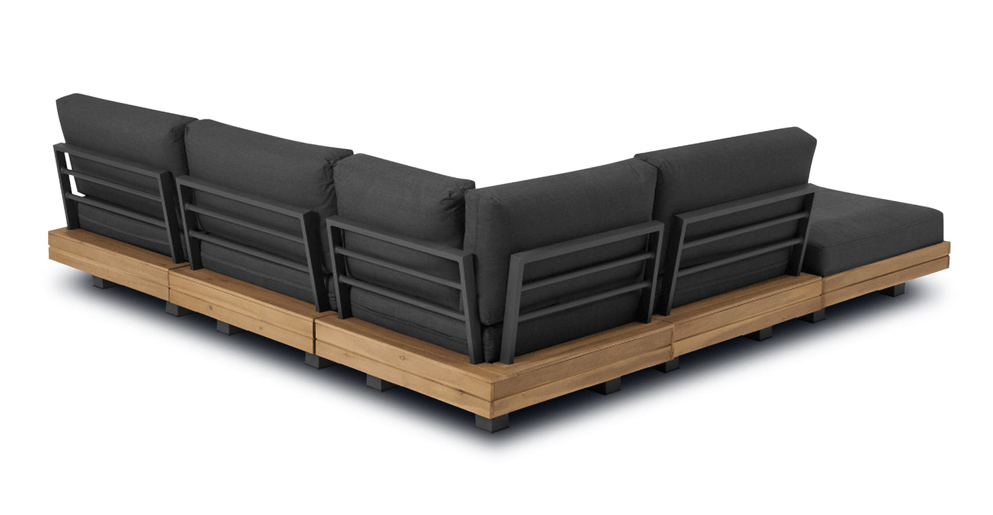 Set angolare componibile Celenza con tavolino da caffè