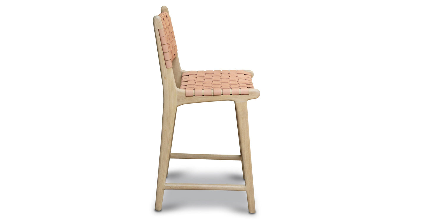 Sgabello da bar Banda in teak e pelle